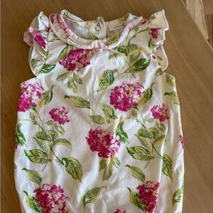 Laura Ashley Pink Floral Ruffle-Sleeve Kids One-Piece